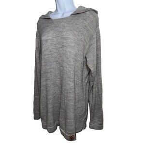 PAKA Royal Alpaca Blend Sweater Hoodie Gray Aztec Peru Handmade Medium